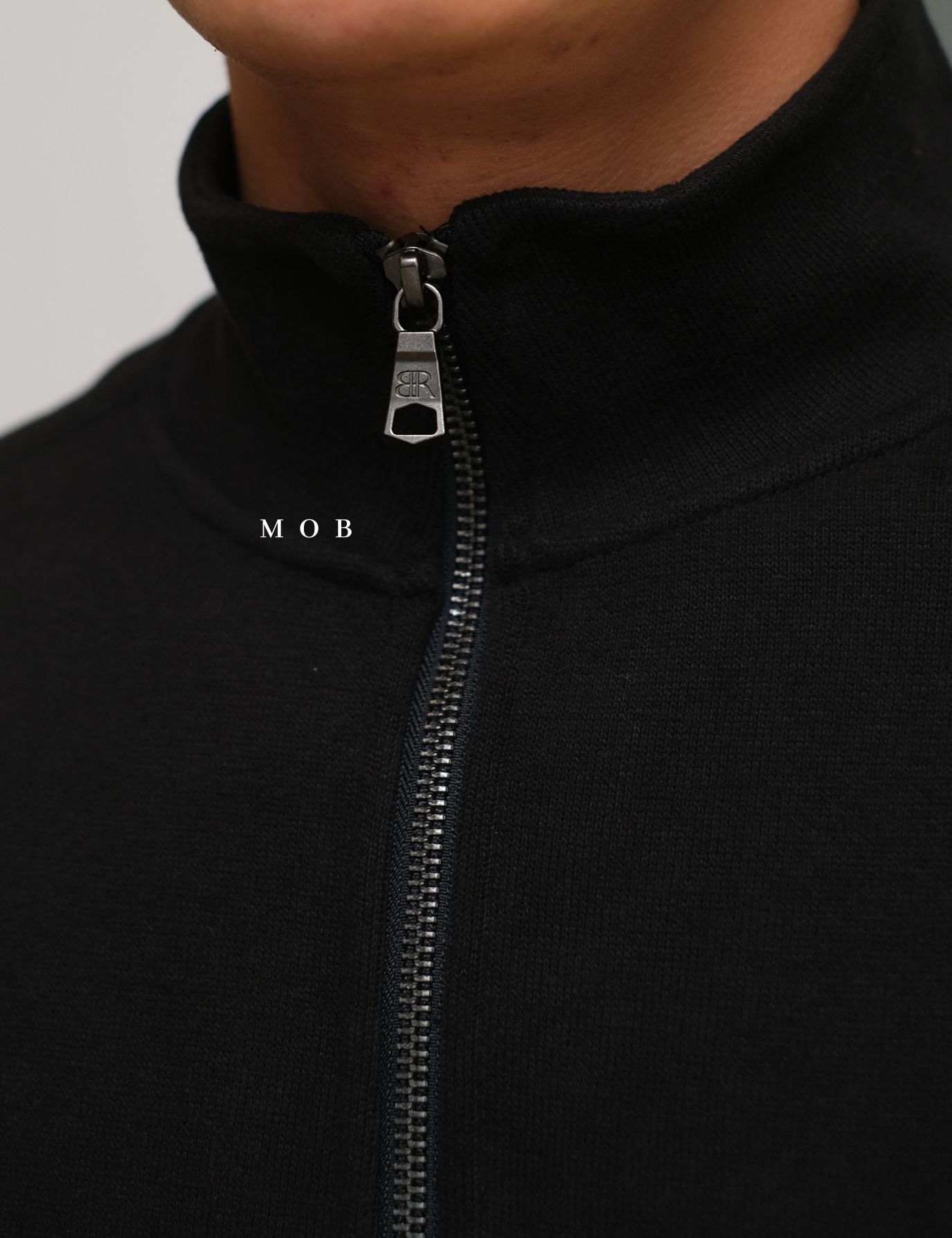 BRJ03002 Quarter Zip Double Knit Black