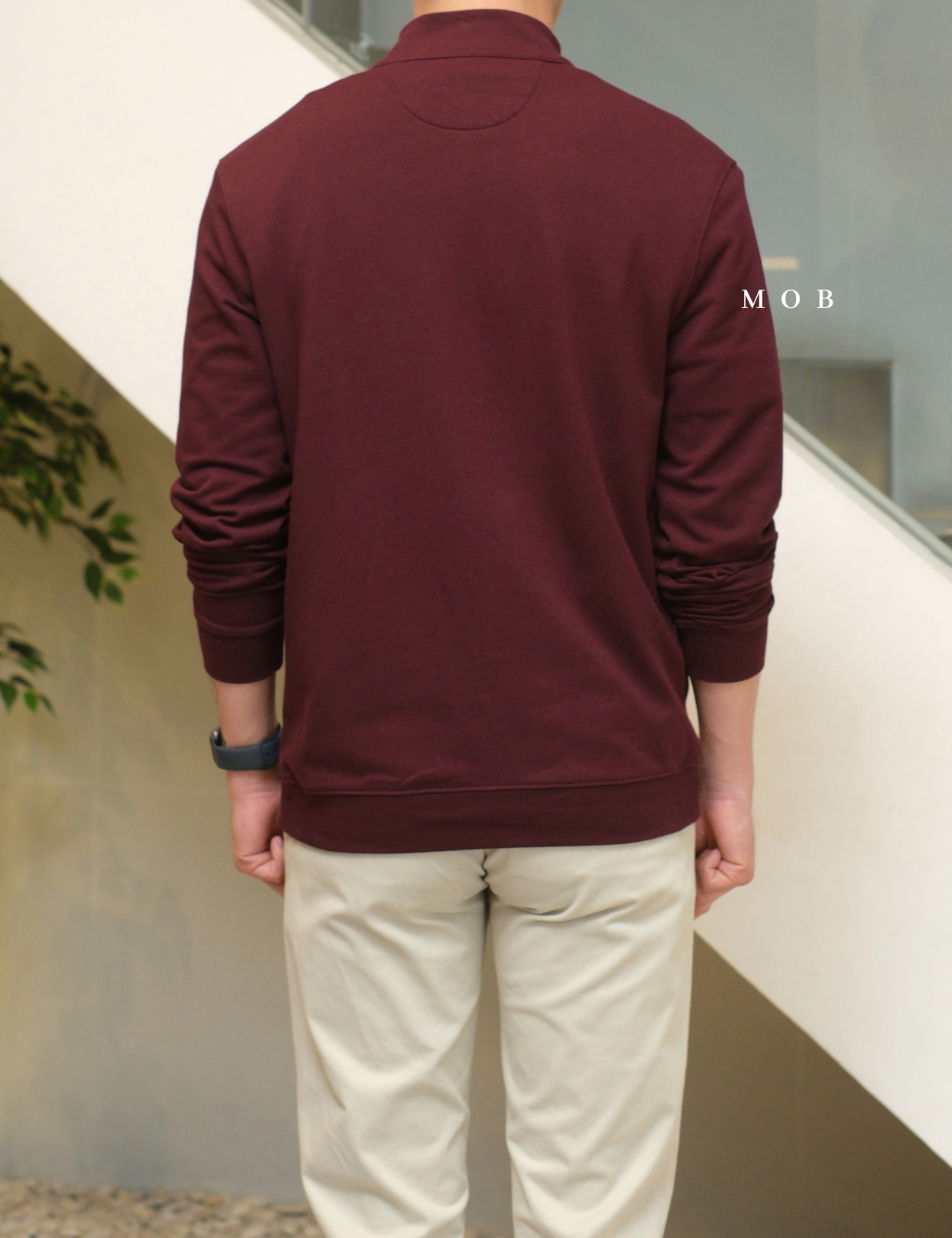 GFW01SWO001-002 1/4 Zip French Terry Sweatshirt Maroon