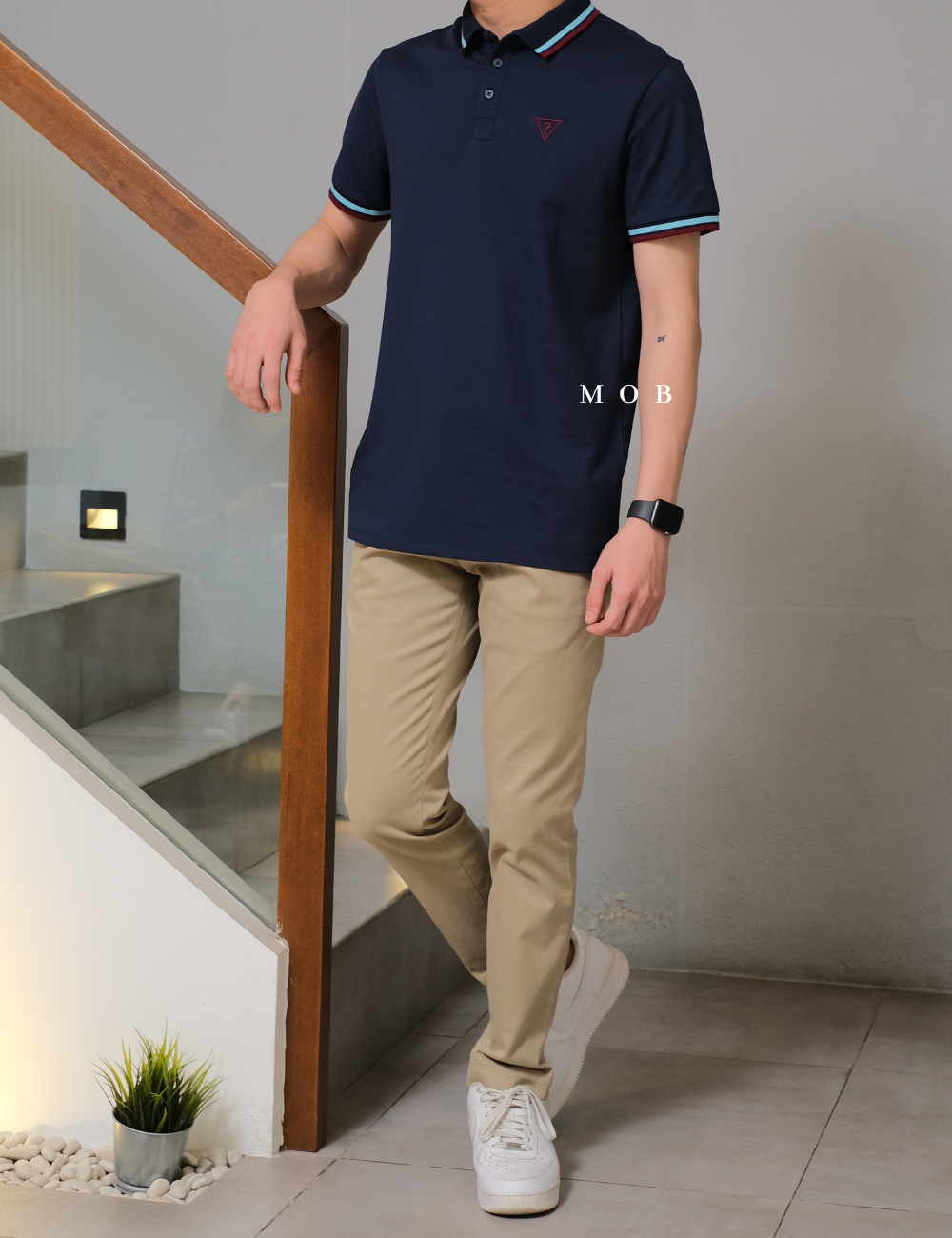 GSSPS01001D Pique Triangle Logo Polo Midnight Navy