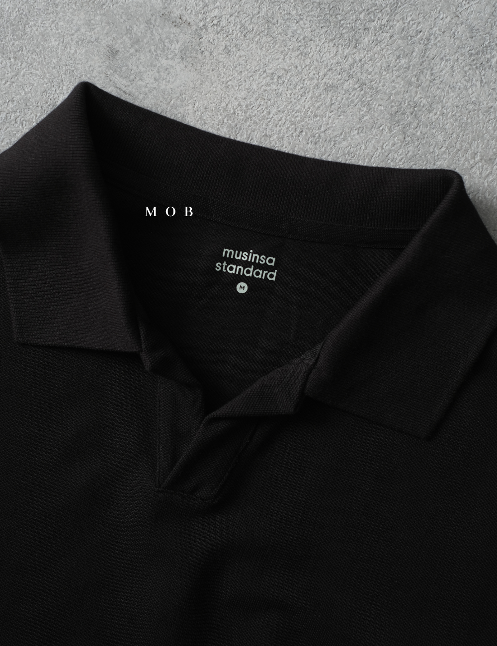 MSSPSS01002A SLIT NECK Pique Polo SS Black