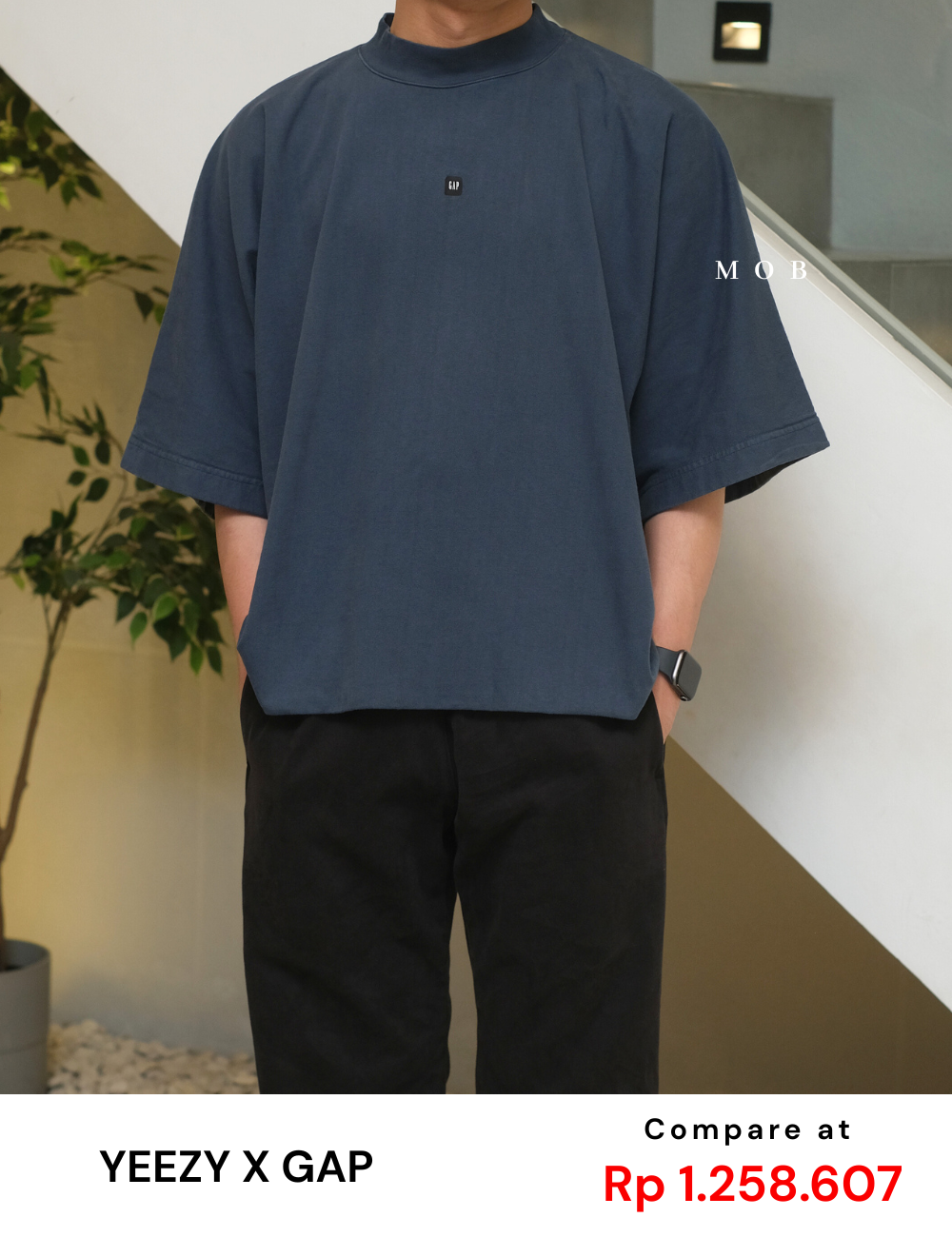 YZSST01002 Boxy 3/4 Tee Blue Wash