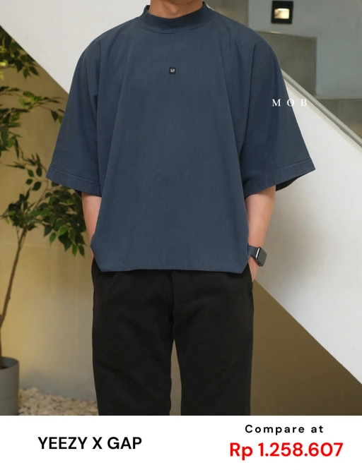 Image of YZSST01002 Boxy 3/4 Tee Blue Wash