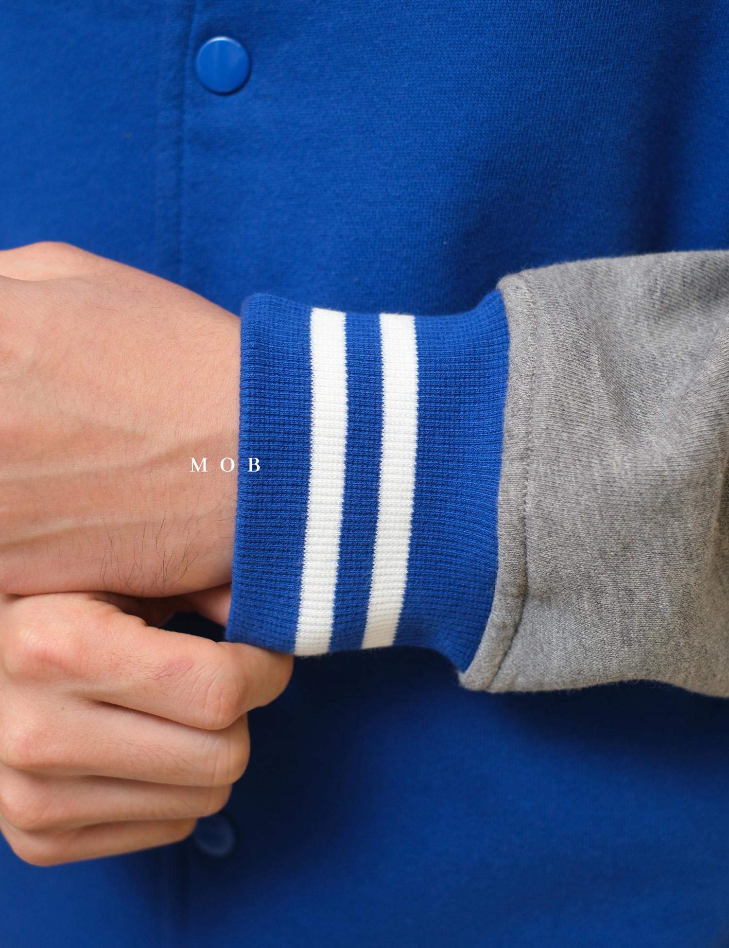 STVR02001 Fleece Letterman Varsity Jacket Blue Grey