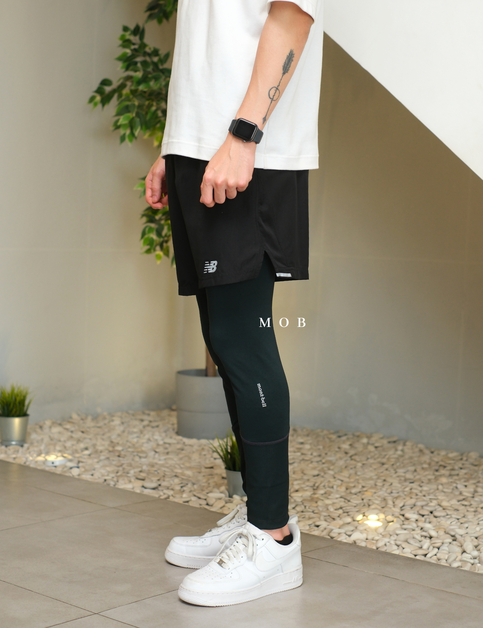 MBLTG01002A Side Logo Tights Dark Green
