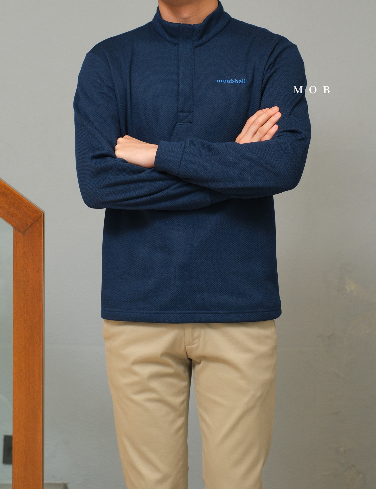 MBLJ01003 Mock Neck Fleece Half Zip Jacket Navy