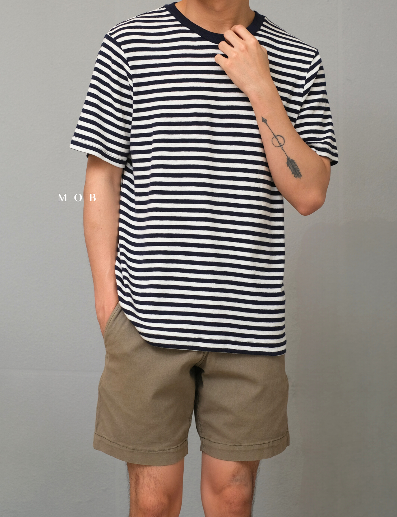 GPSST1601A Striped SS Tee Navy