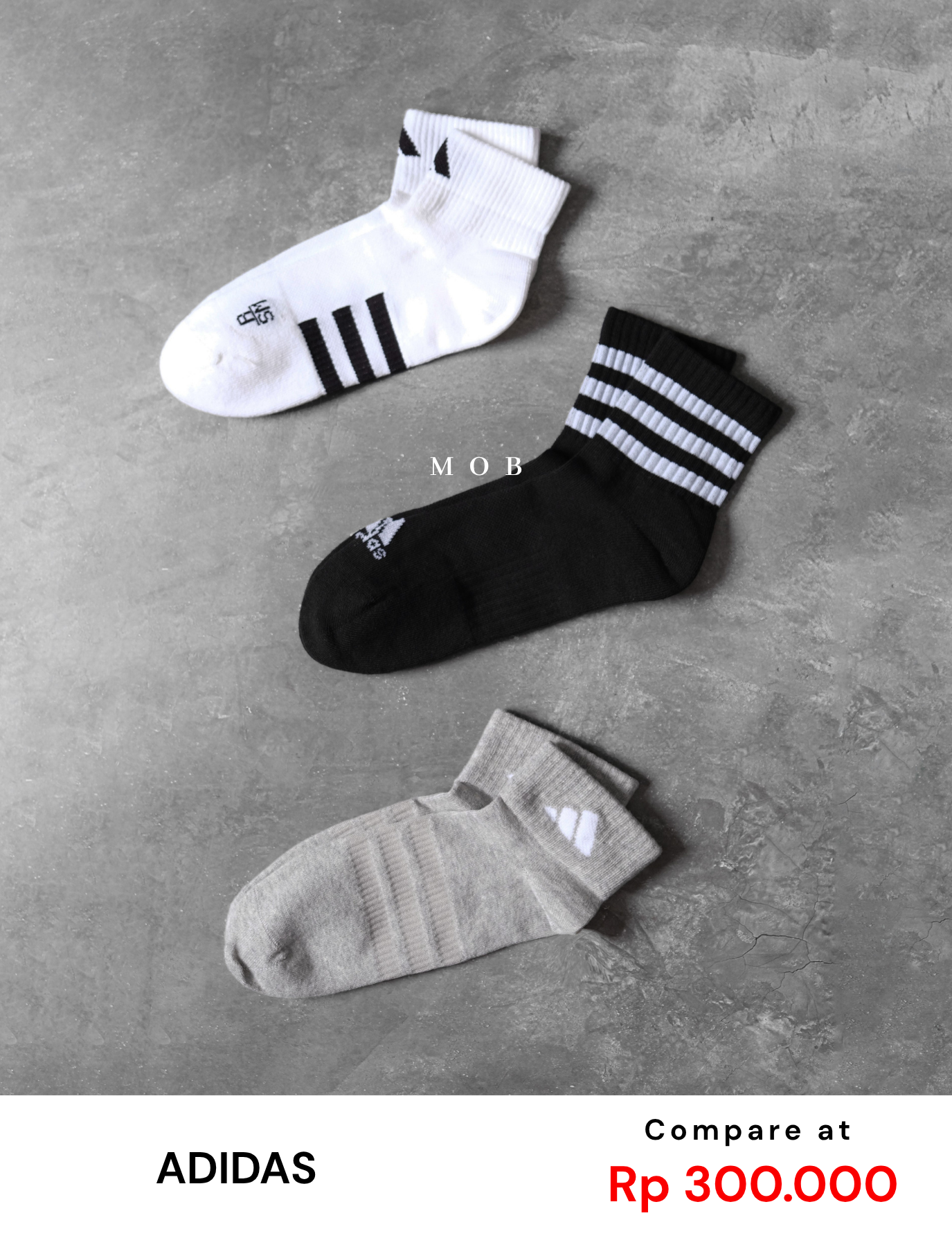 ADDSSO02009 Ankle & Mid Crew Socks Type 9 (3 PASANG) (S ONLY)