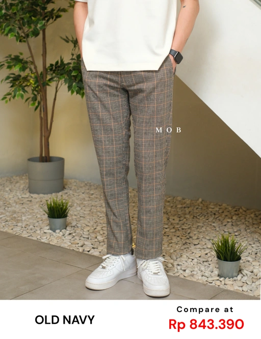 Image of ONPT4403 Ultimate Slim Chino Pants Black Brown Plaid