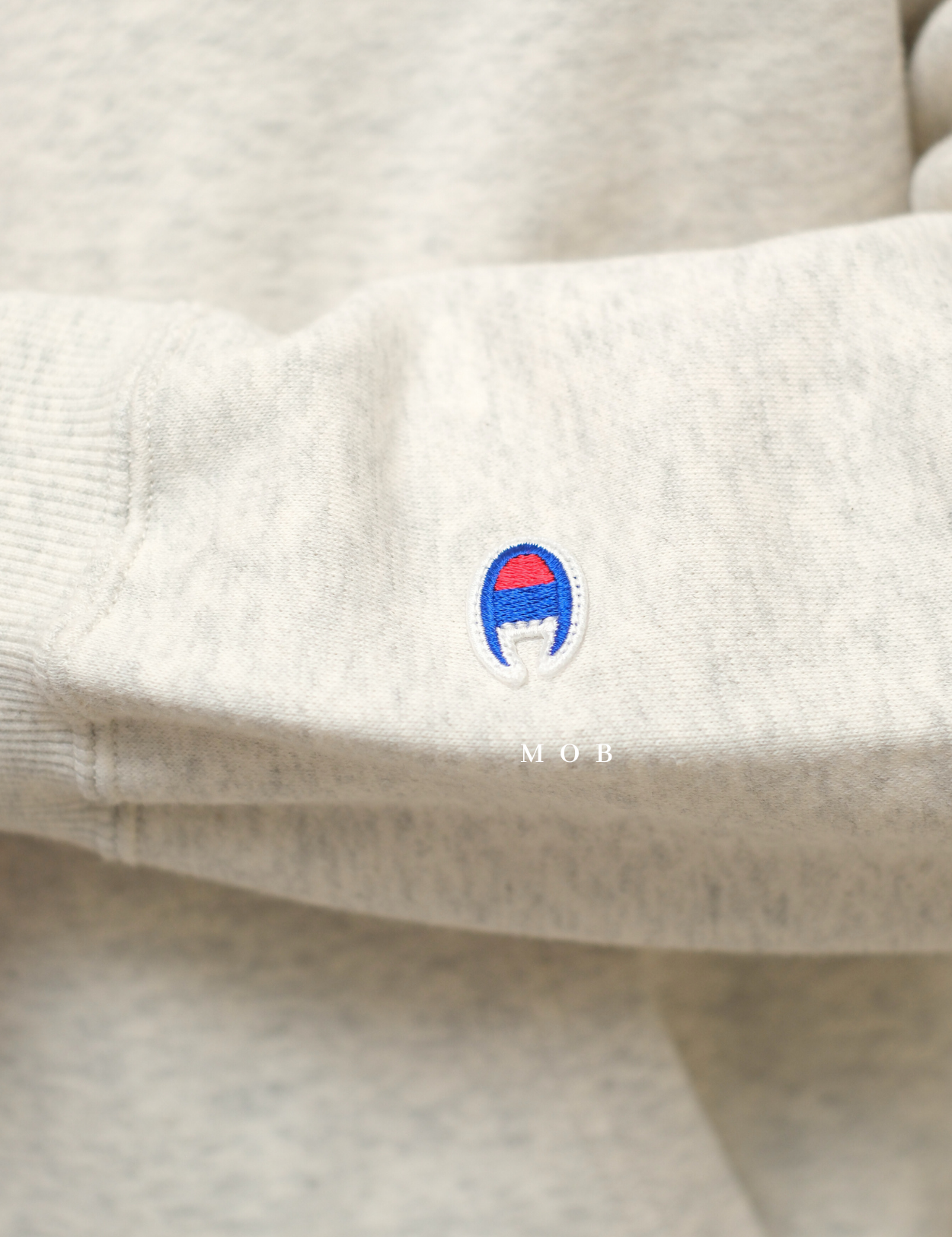 CHMPFZ05002 Basic Small Logo Full Zip Hoodie Ivory Misty