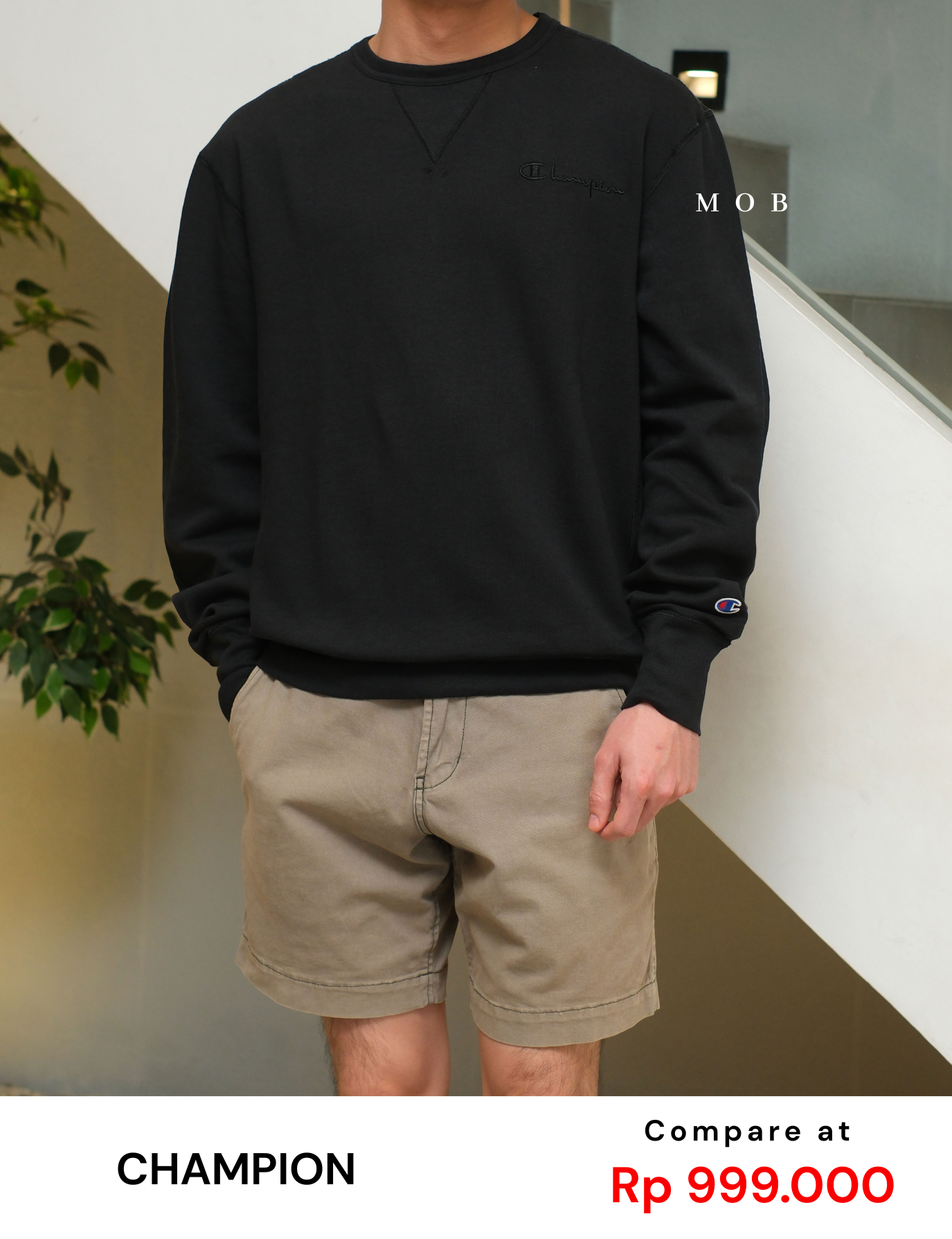 CHMPSW06006 Vintage Dye Fleece Sweatshirt Black