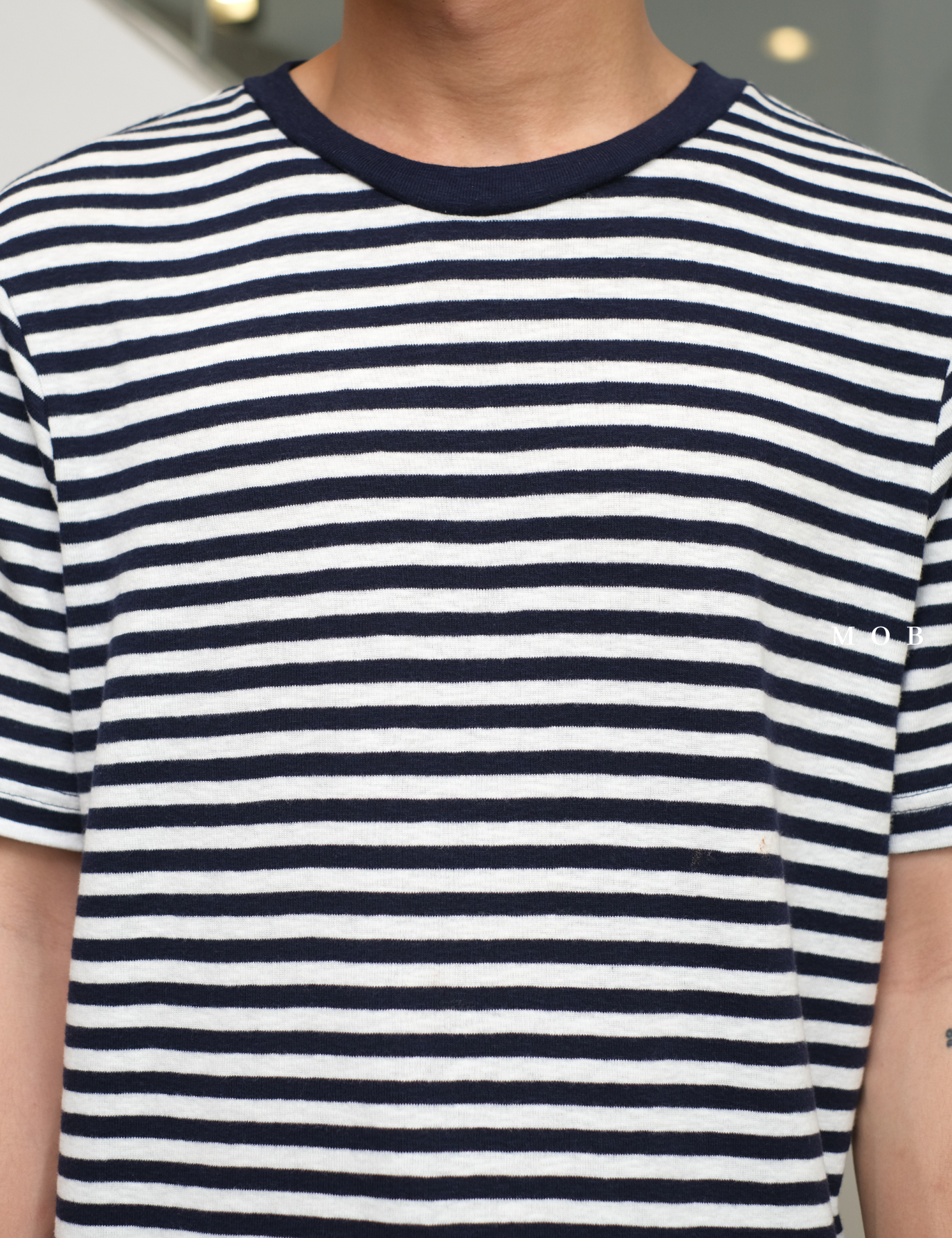 GPSST1601A Striped SS Tee Navy