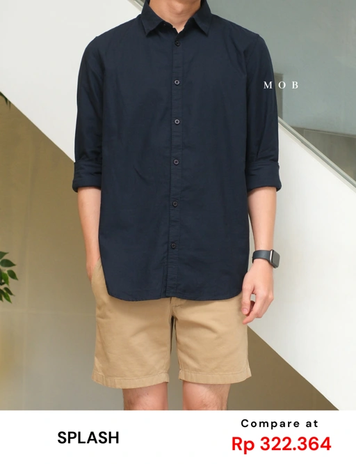 Image of SPLLSS01001 Nature Comfort Slim LS Shirt Navy
