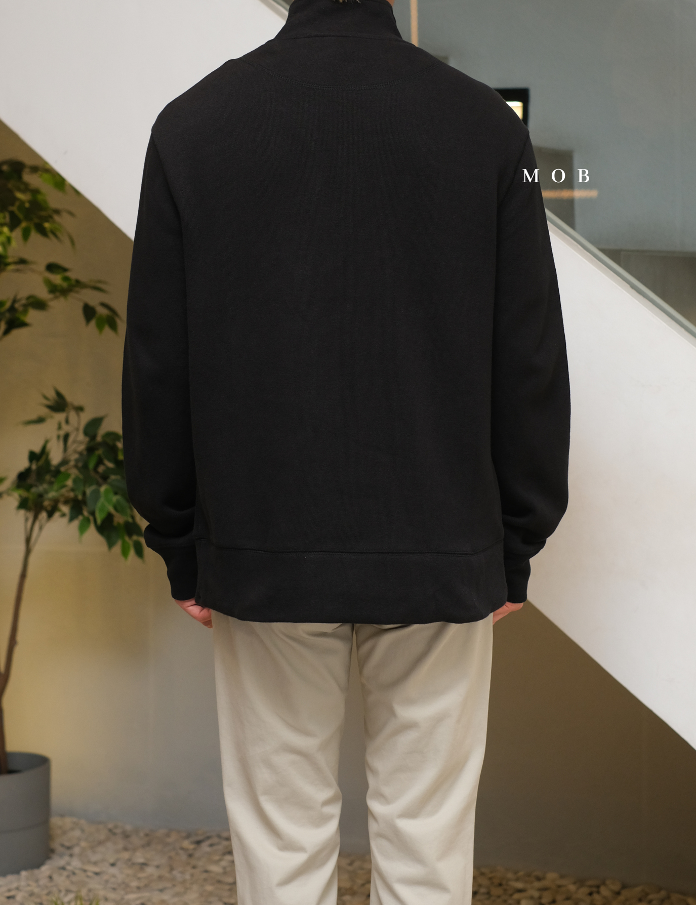 BRJ03002 Quarter Zip Double Knit Black