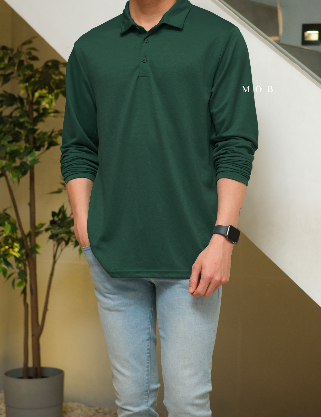 APTPLS01005 Premier Flex LS Polo Dark Green