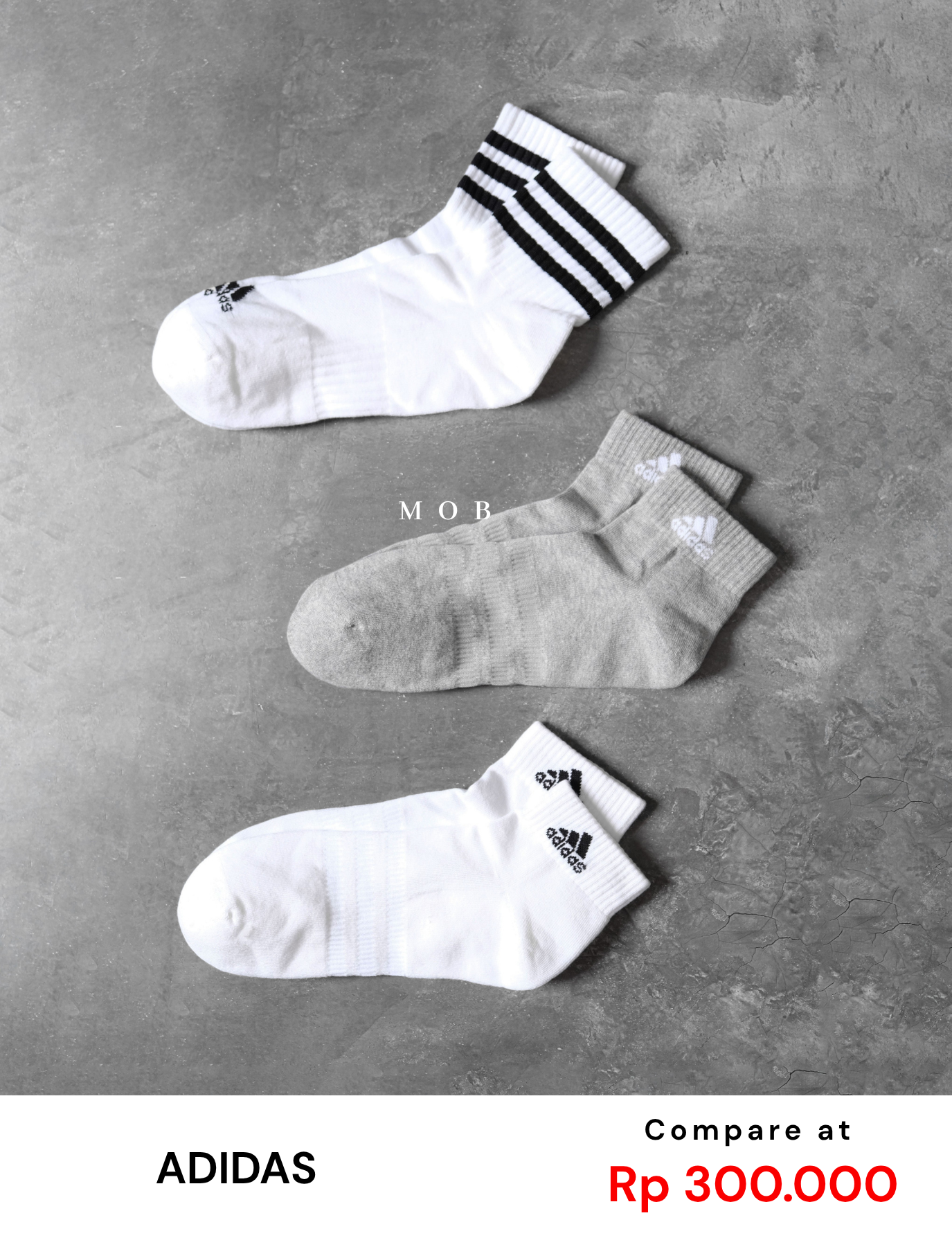 ADDSSO02010 Ankle & Mid Crew Socks Type 10 (3 PASANG) (L ONLY)