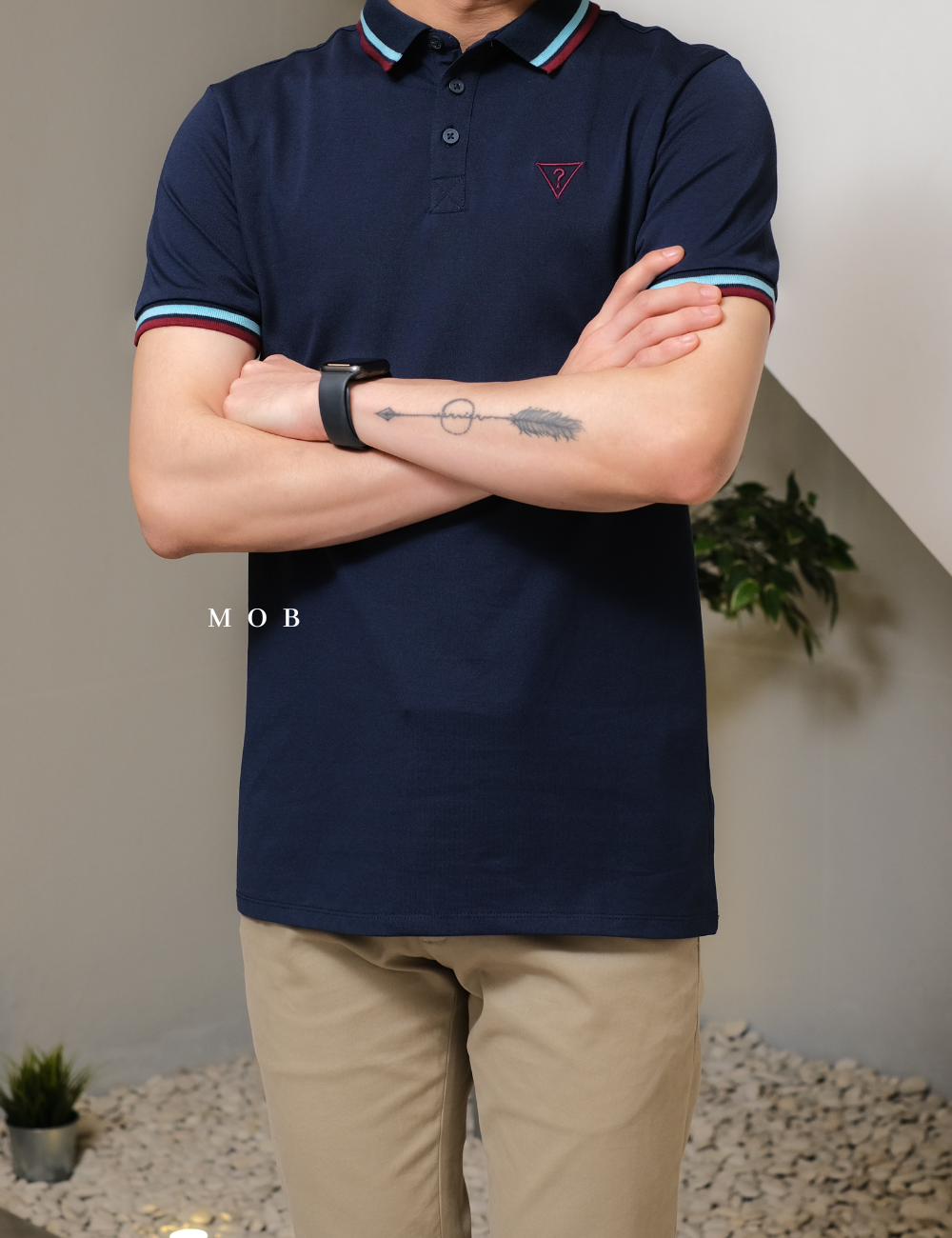 GSSPS01001D Pique Triangle Logo Polo Midnight Navy