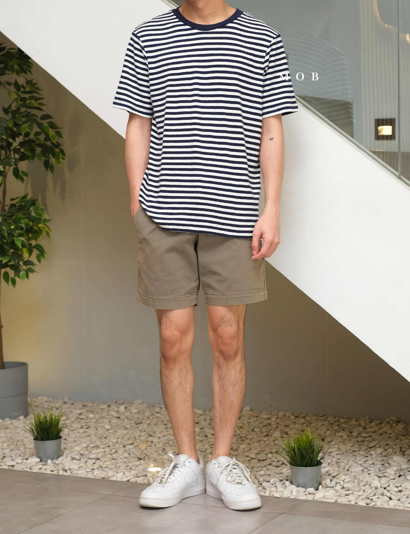 GPSST1601A Striped SS Tee Navy