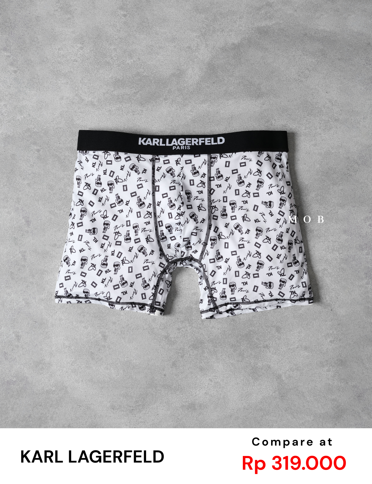 KRLB01012 Paris Whimsical Logo Printed Boxer White