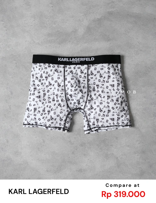 Image of KRLB01012 Paris Whimsical Logo Printed Boxer White