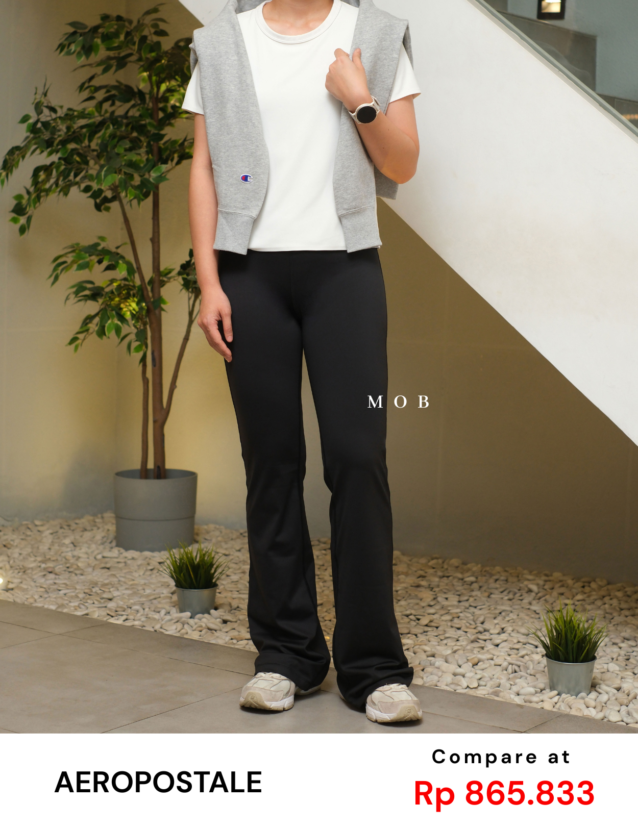 ARPT1404A Flare Flex Crossover High Rise Legging Pants Black
