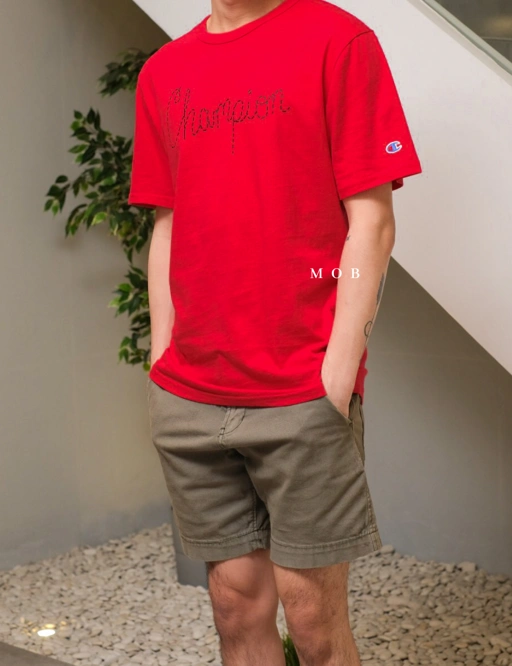 Image of CHMPSST2112A Raised Ink Dotted SS Tee Scarlet Red