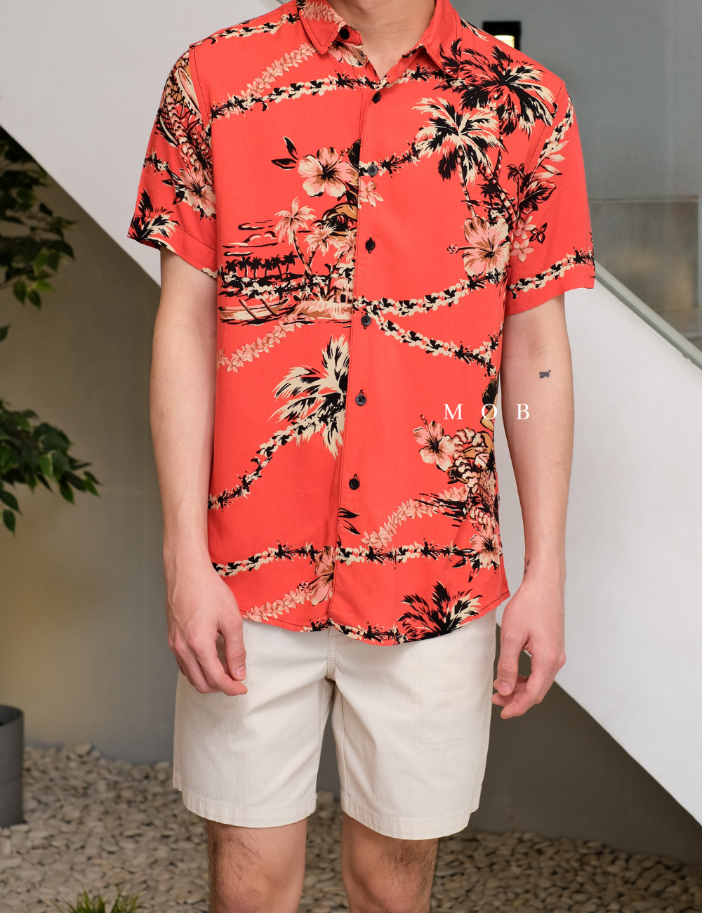 GSSSS01003(R) Eco Rayon Luau Nights Terracotta Shirt