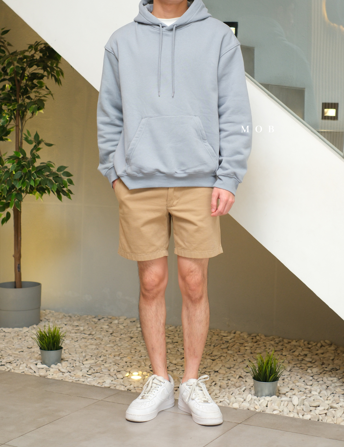 HMHOD03001B RELAXED FIT Pullover Hoodie Arctic Blue