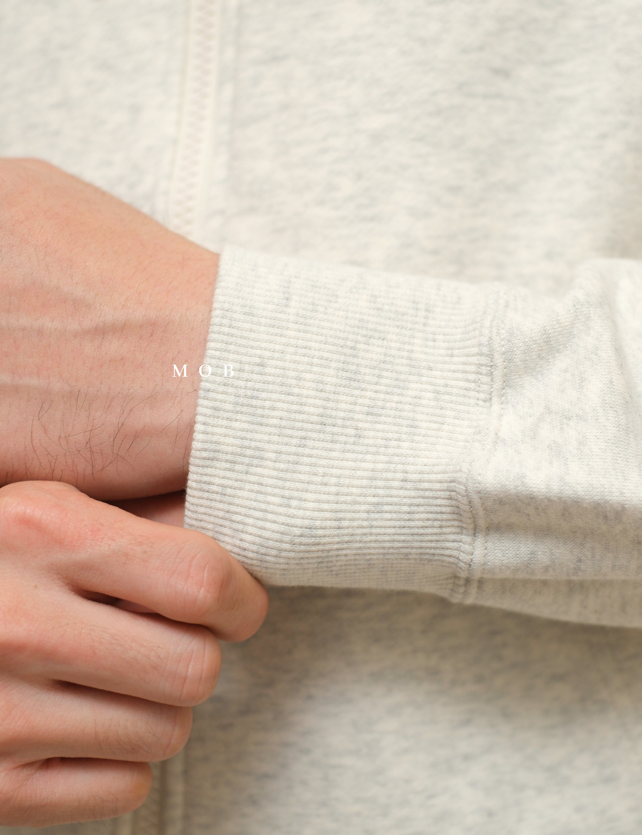 CHMPFZ05002 Basic Small Logo Full Zip Hoodie Ivory Misty