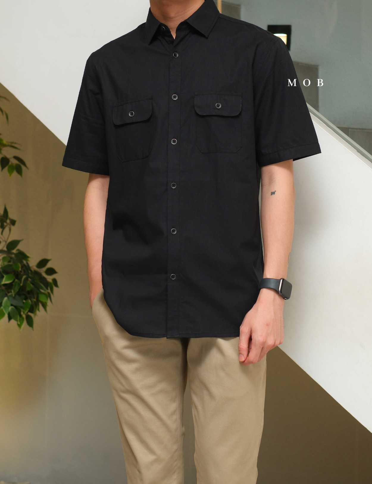 AFSSS01001E Warren Pocket SS Shirt Black