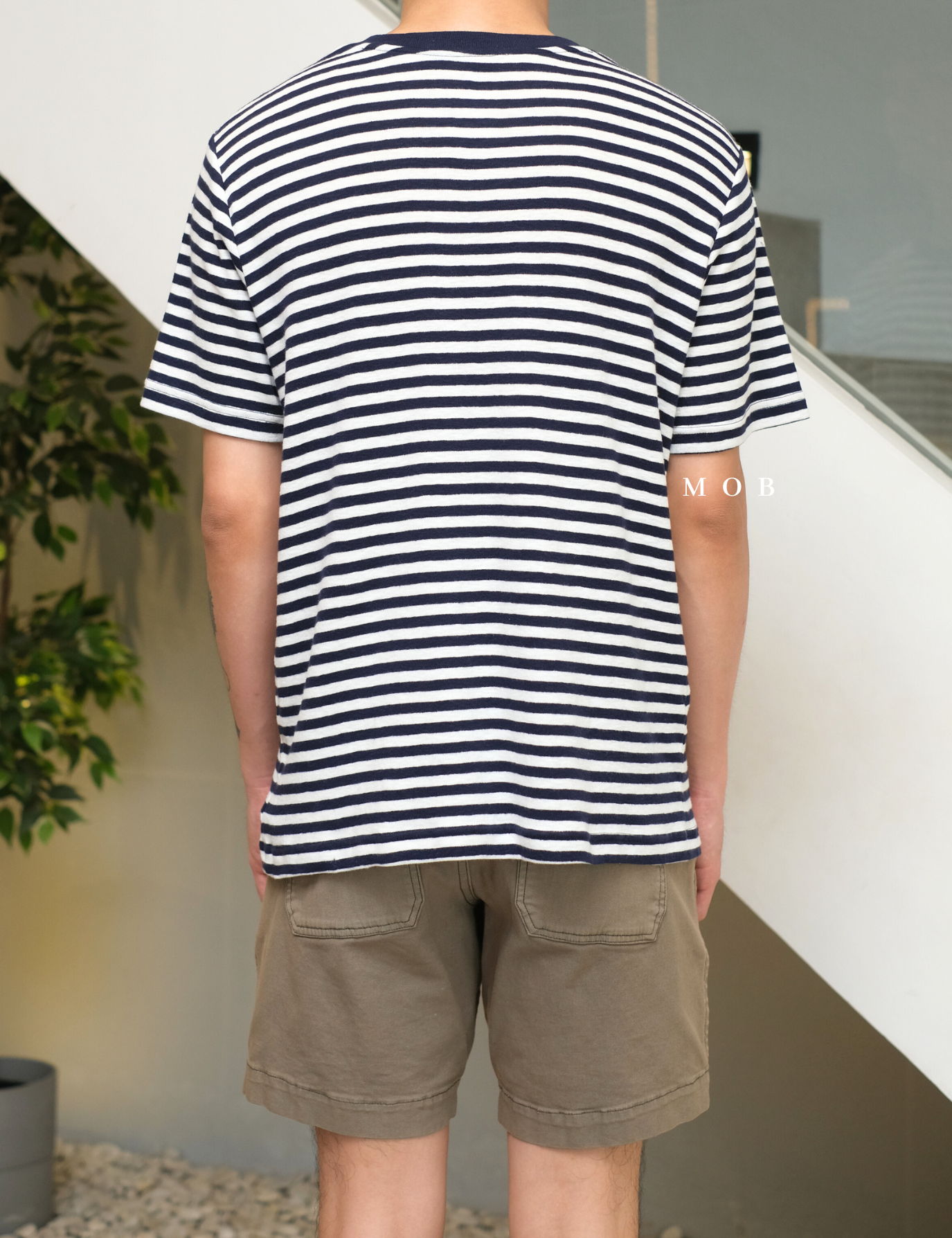 GPSST1601A Striped SS Tee Navy