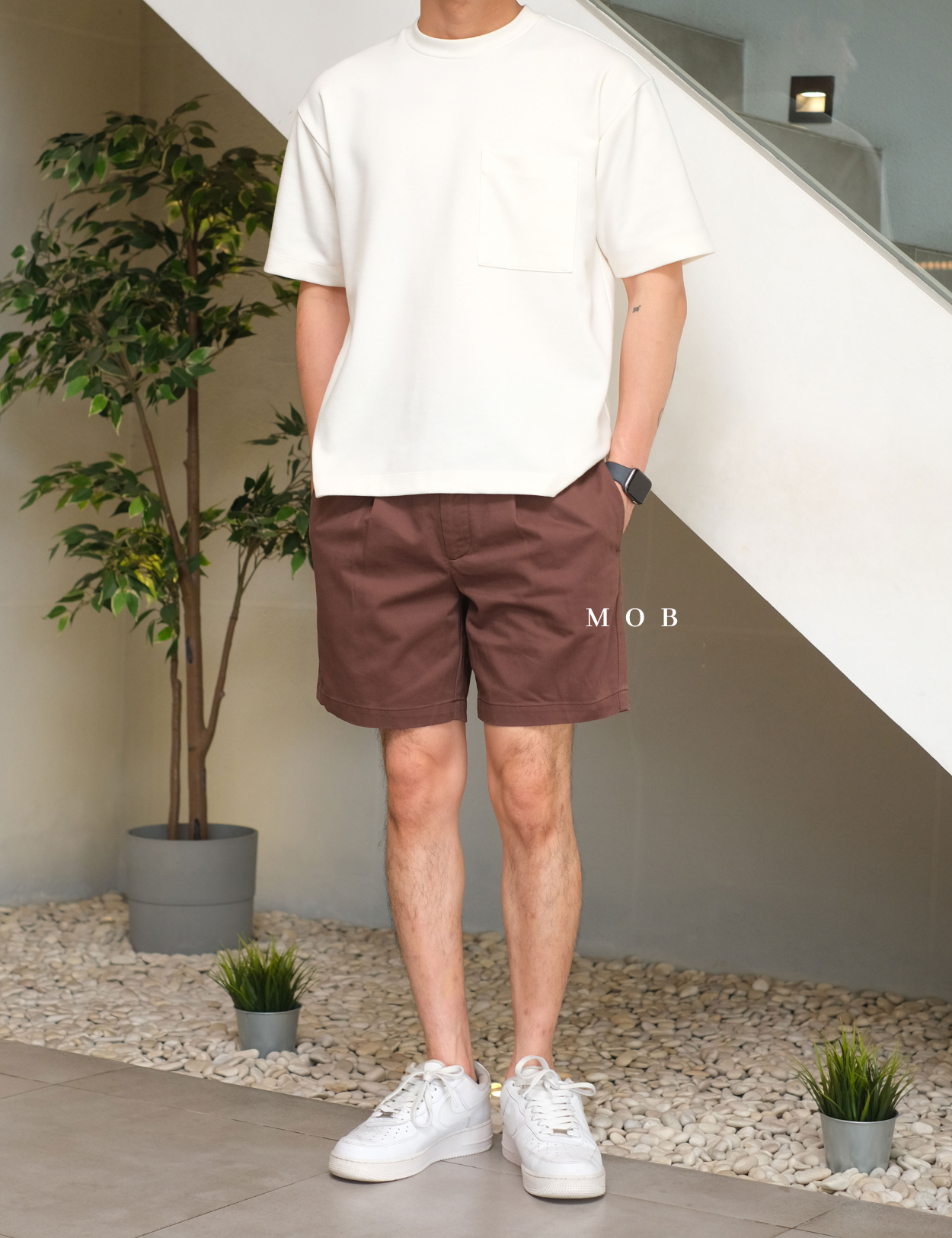 GFSR01003C Pleated Trouser Shorts Dark Brown