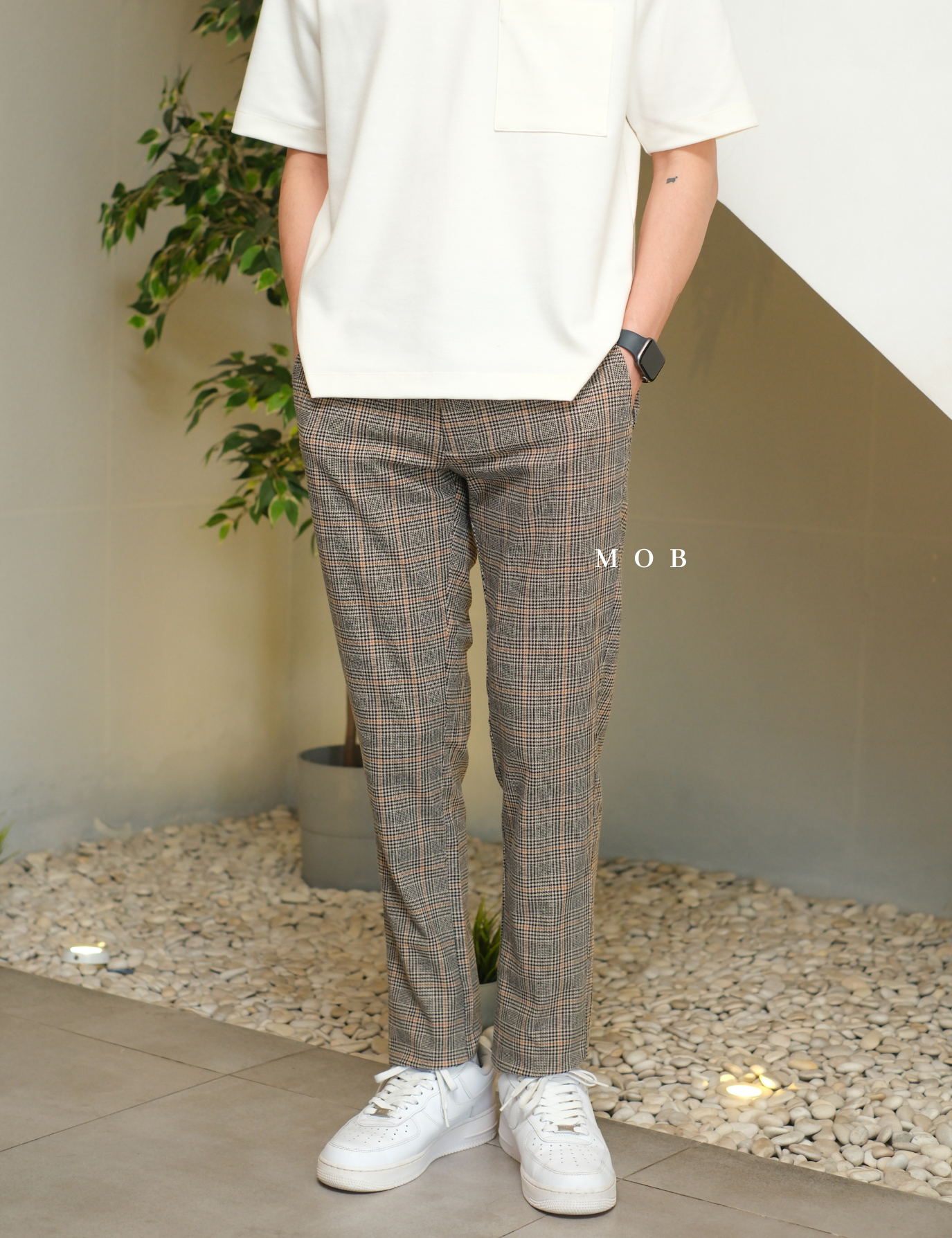 ONPT4403 Ultimate Slim Chino Pants Black Brown Plaid