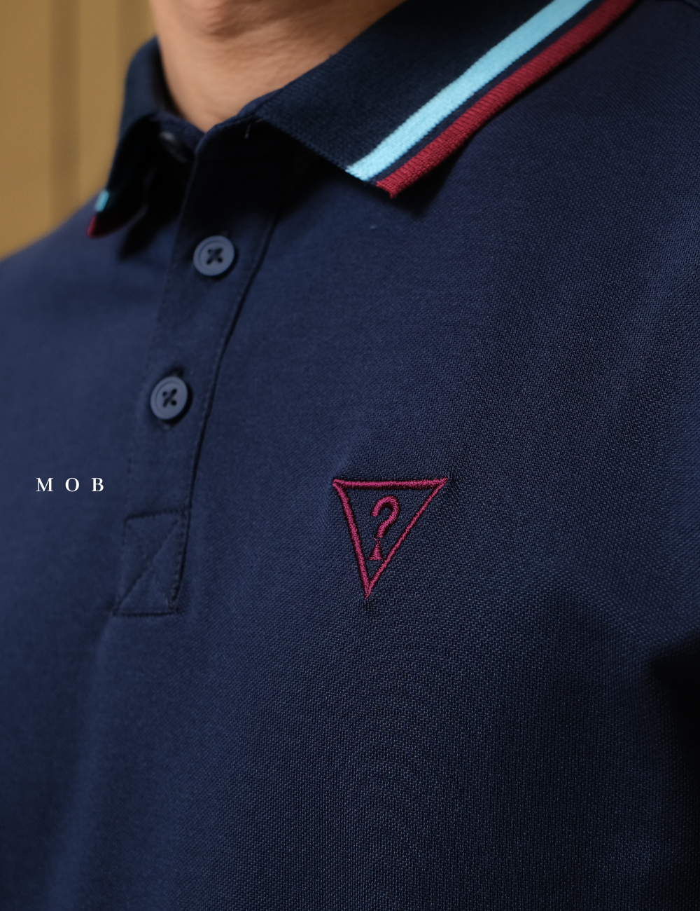 GSSPS01001D Pique Triangle Logo Polo Midnight Navy