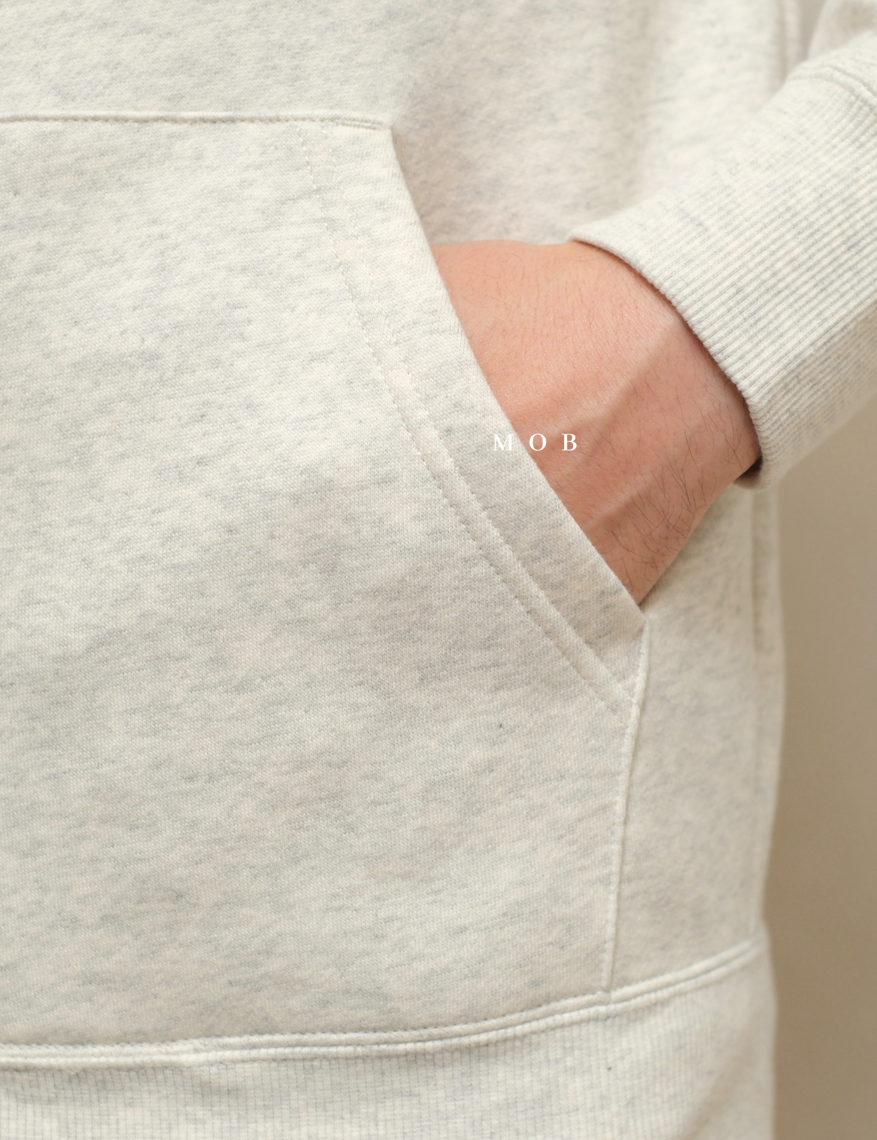 CHMPFZ05002 Basic Small Logo Full Zip Hoodie Ivory Misty
