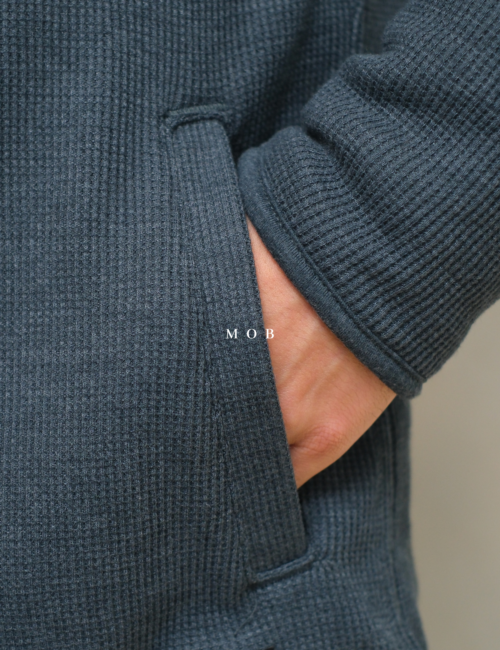 EBJ01001 Faux Shearling Lined Thermal Shirt Jacket Storm Blue