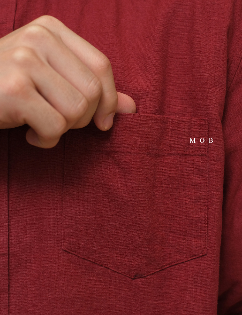 SPLSS01002 Linen LS Shirt Brick Red
