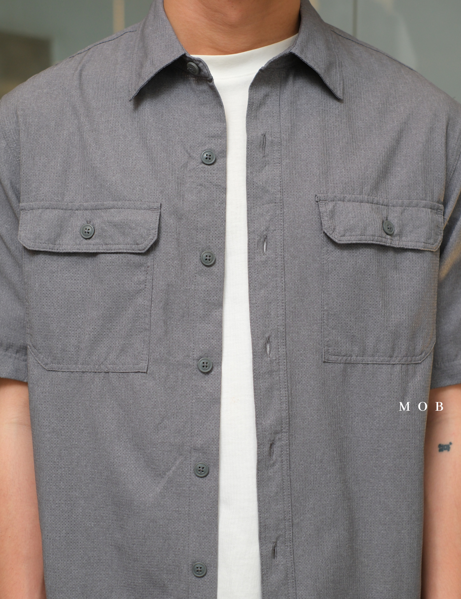 CNBSSS03001A Quick Dry Classic Fit SS Shirt Grey