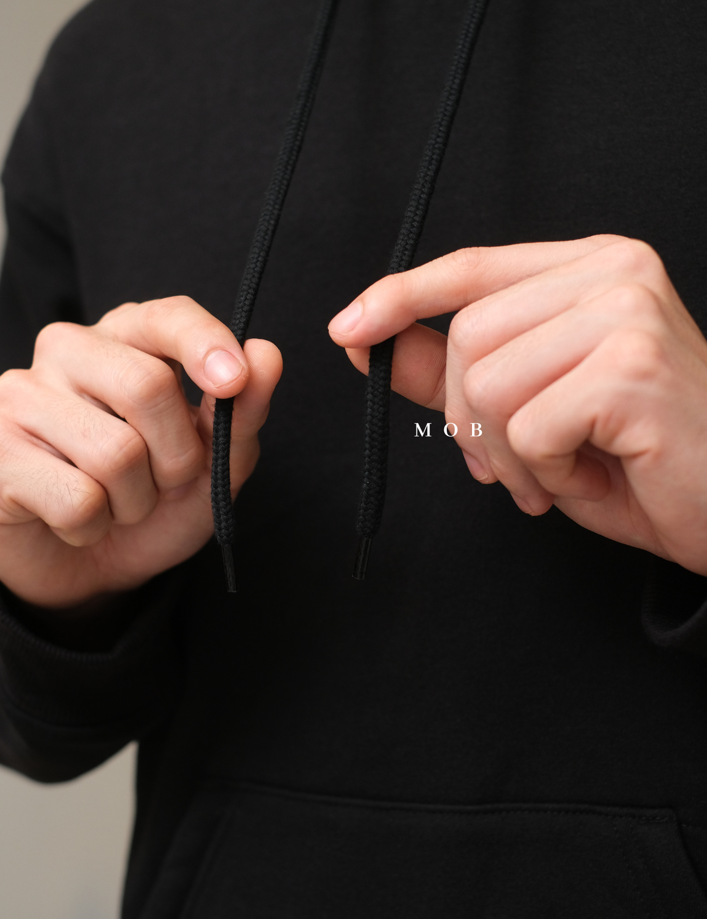 HMHOD02002A Loose Basic Pullover Hoodie Black