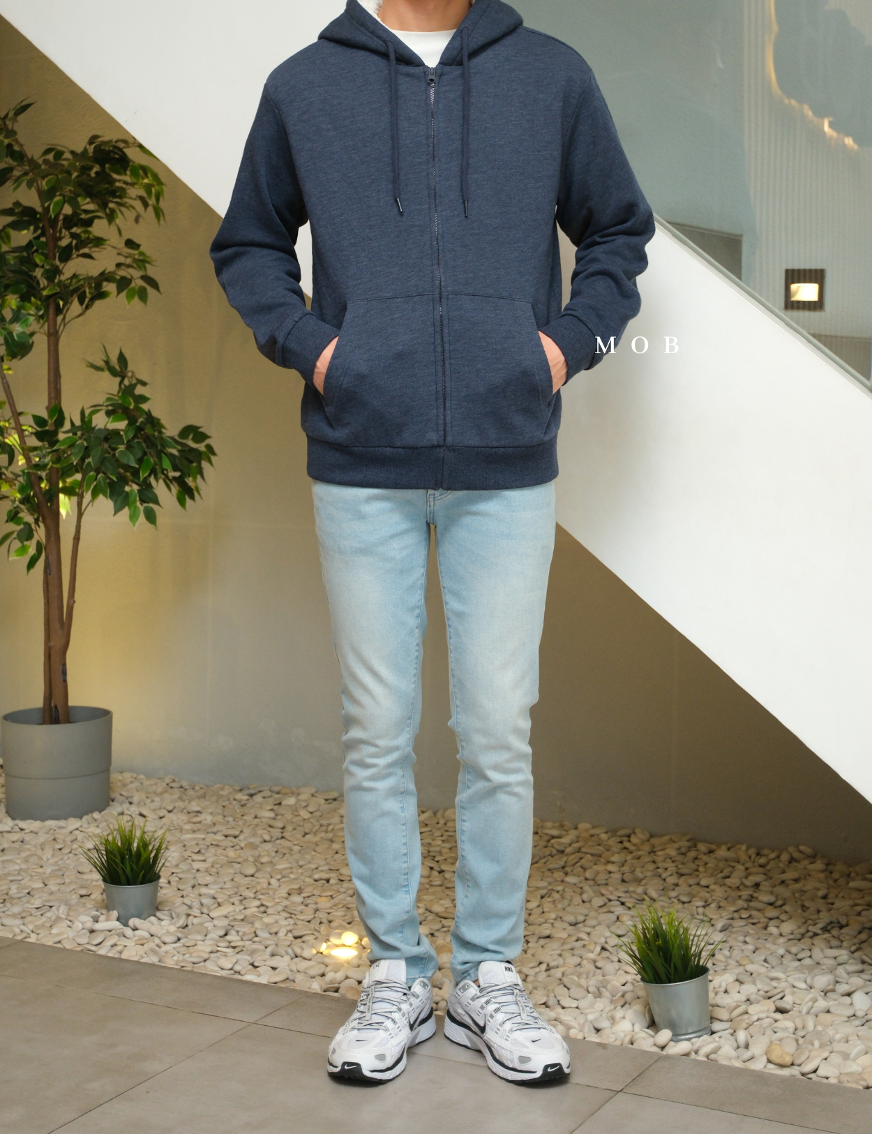 PHFZ01001 Sherpa Lined Full Zip Hoodie Navy