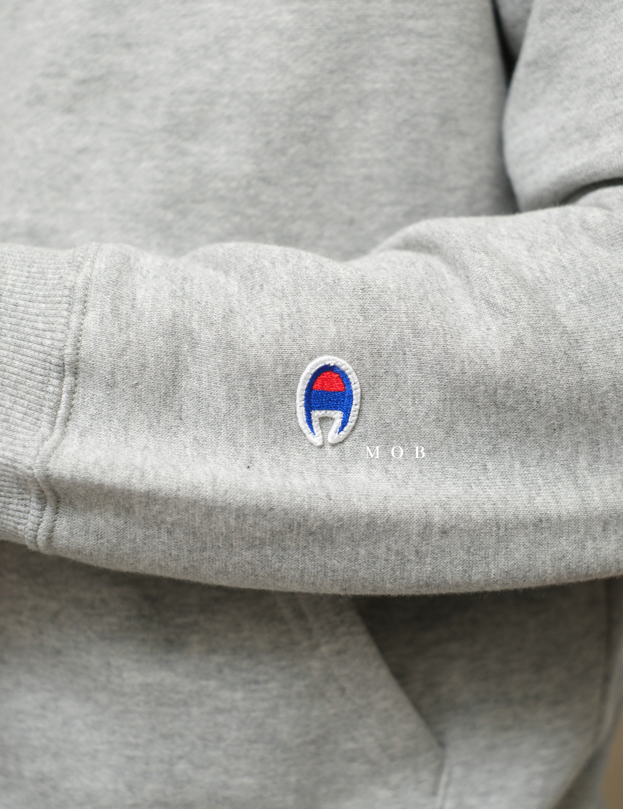 CHMPFZ05001A Basic Small Logo Full Zip Hoodie Heather Grey