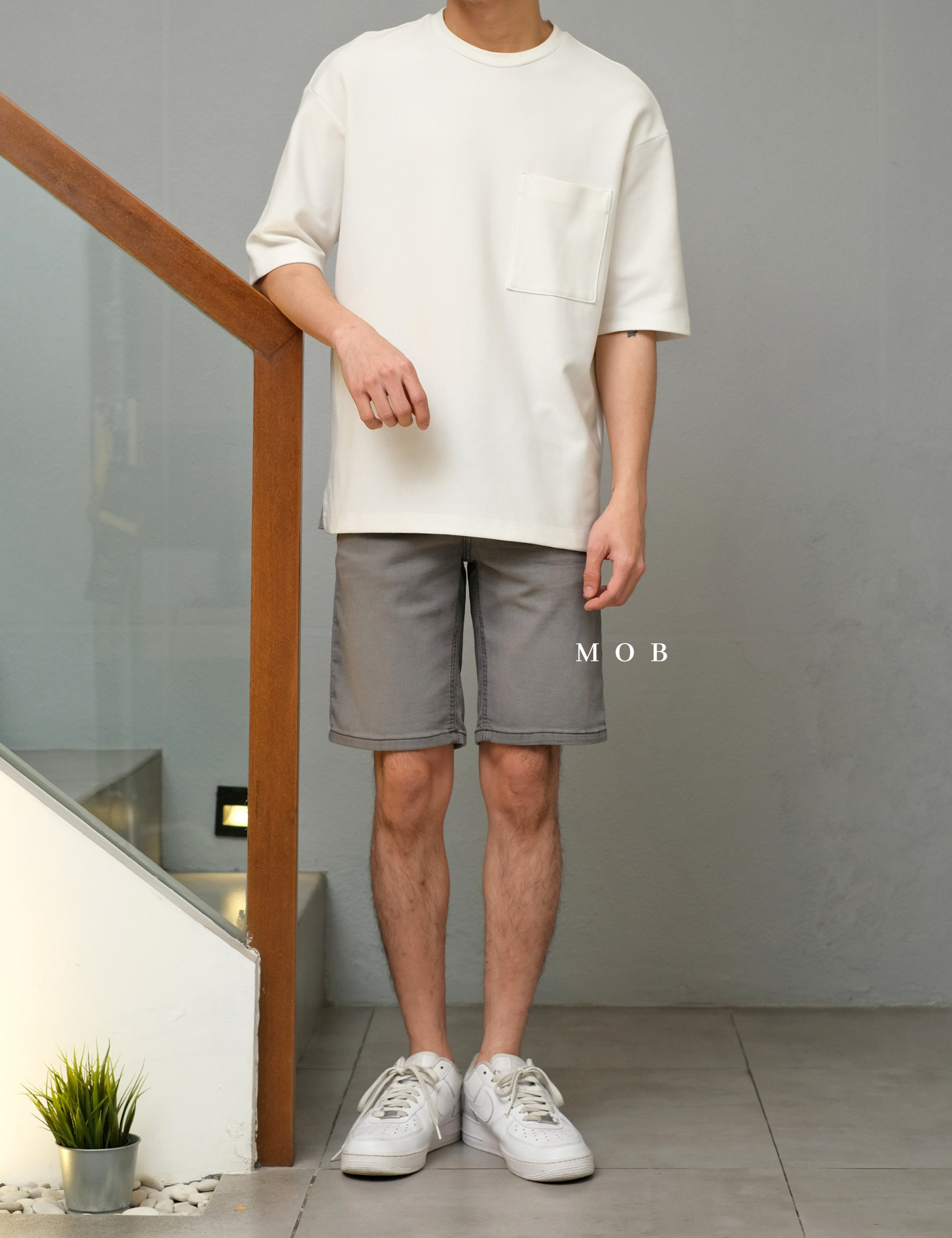 CASR01001 Active Denim Shorts Smoke Grey