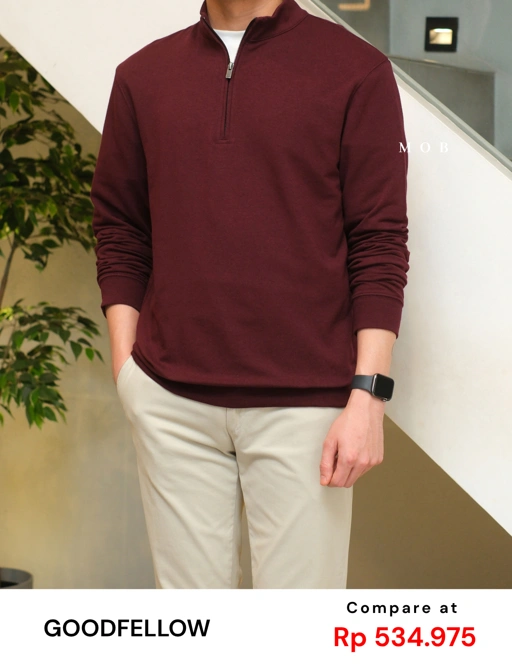 GFW01SWO001-002 1/4 Zip French Terry Sweatshirt Maroon