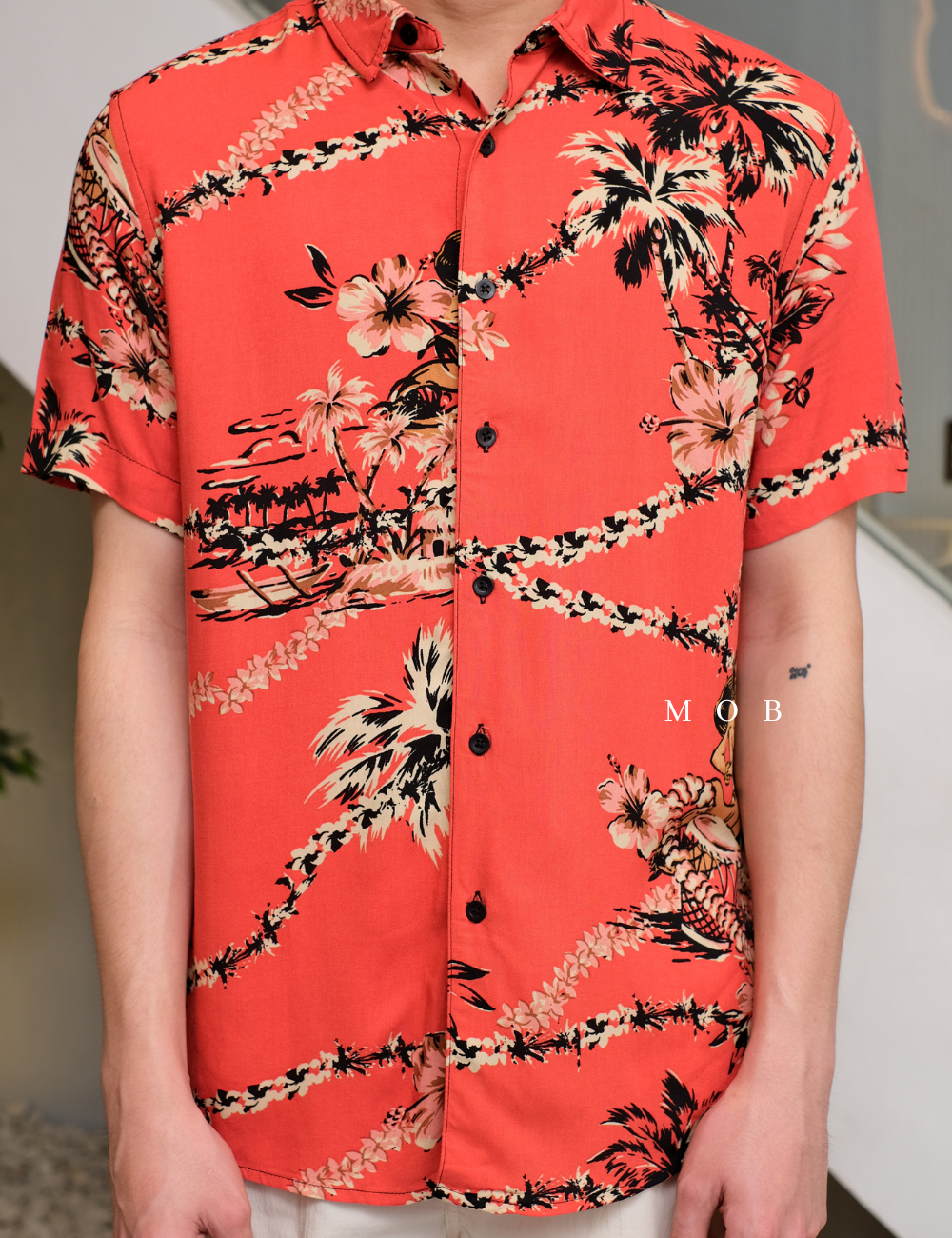 GSSSS01003(R) Eco Rayon Luau Nights Terracotta Shirt