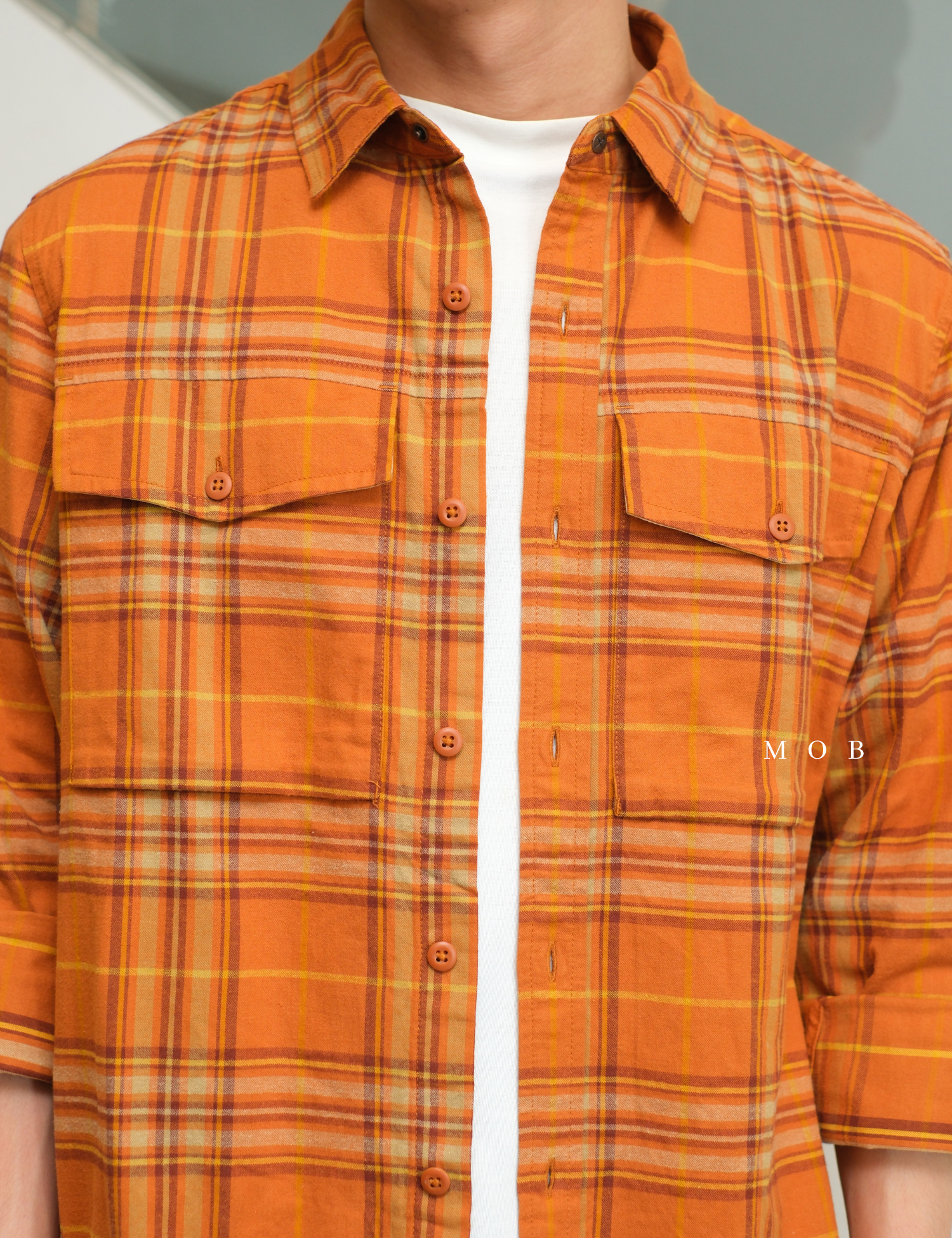 REILSS01006 Wallace Lake Flannel LS Shirt Orange Plaid