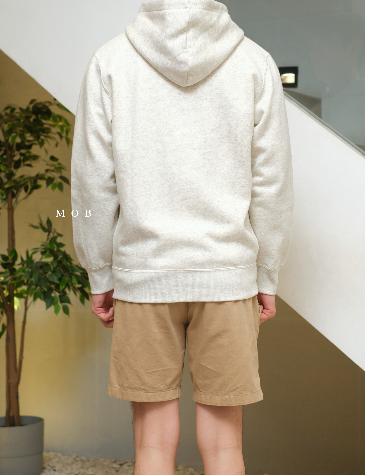 CHMPFZ05002 Basic Small Logo Full Zip Hoodie Ivory Misty