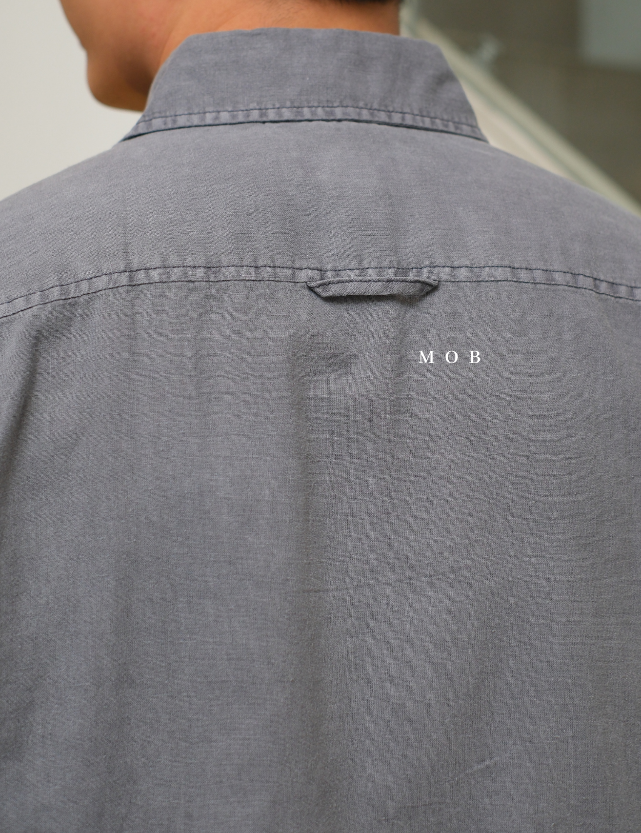 SUNSSS01007 Linen SS Shirt Black Grey Washed