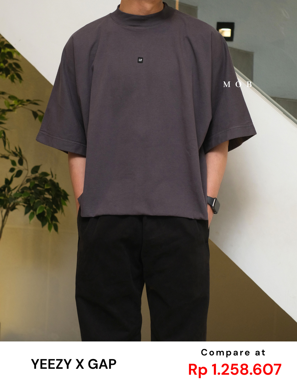 YZSST01003 Boxy 3/4 Tee Grey Wash