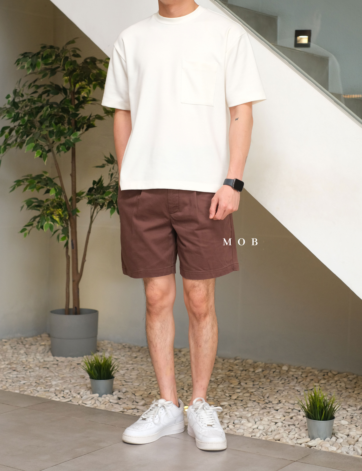 GFSR01003C Pleated Trouser Shorts Dark Brown