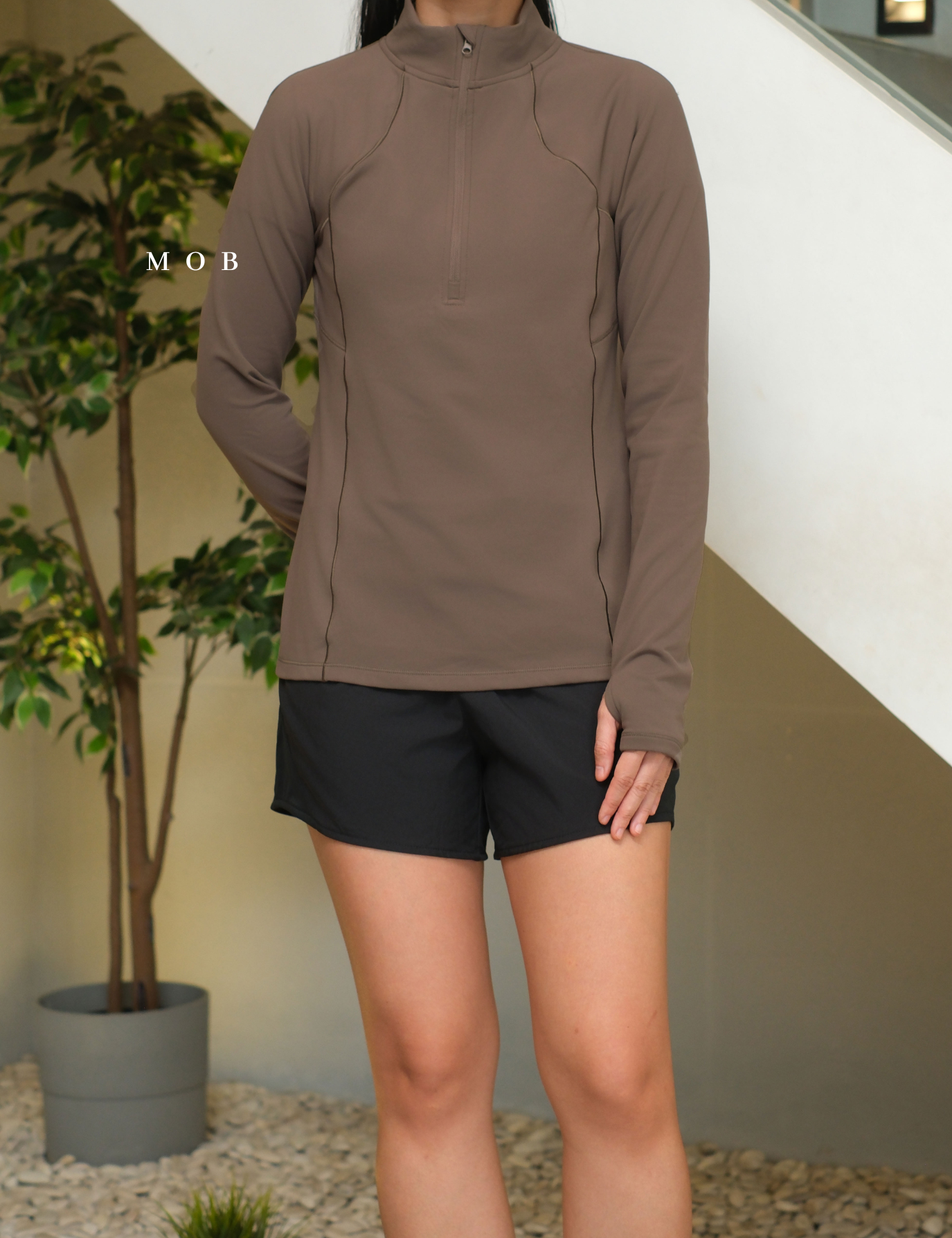 SPYJ03001C Active 1/2 Zipper Jacket Mocca