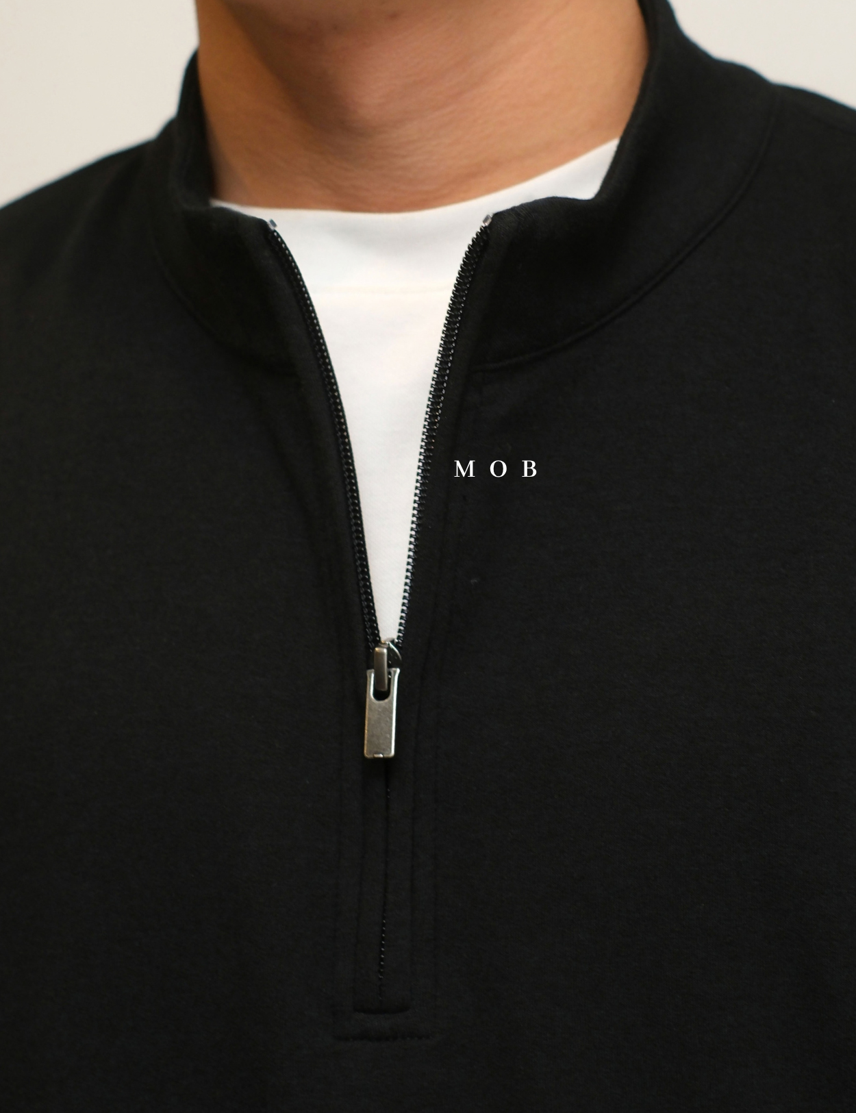 GFW01SWO001-005 1/4 Zip French Terry Sweatshirt Black